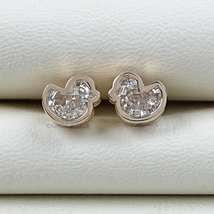 Duck Cut Lab Diamond Bezel Set Stud Earrings Earring