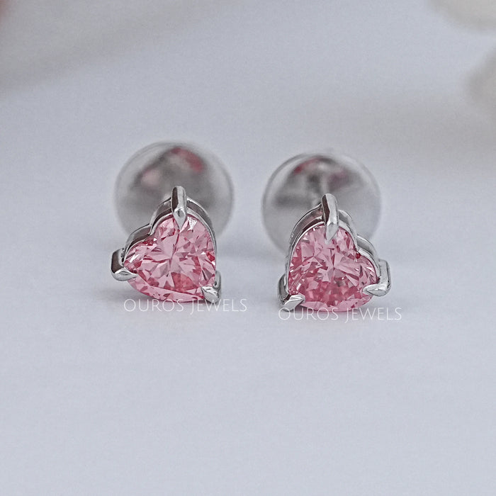 Pink Heart Cut Diamond Earrings Earring