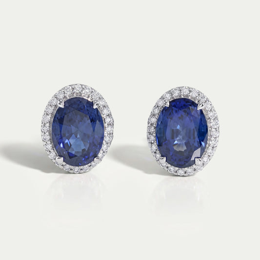 Oval Cut Sapphire Gemstone Stud