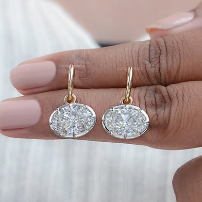 East West Oval Lab Diamond C Hook Earrings Earring