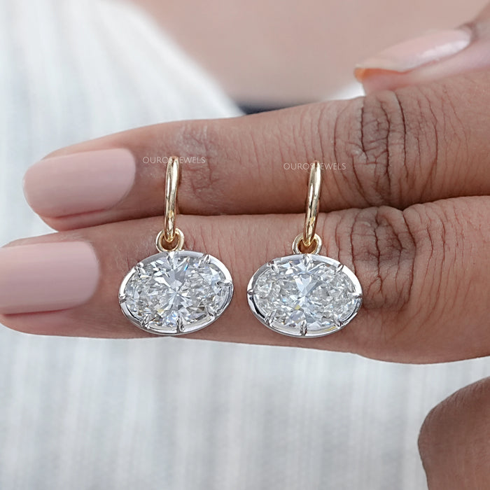 East West Oval Lab Diamond C Hook Earrings Earring