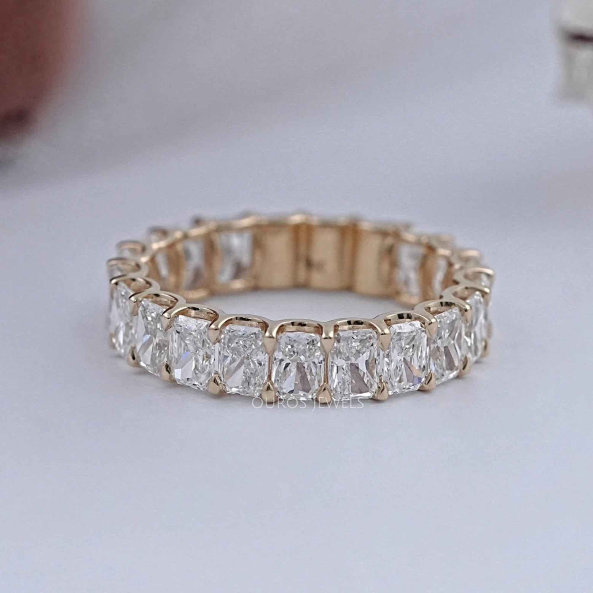 Radiant Cut Lab Grown Diamond Eternity Wedding Band Rings