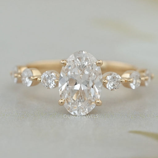 Old Mine Moval Cut Solitaire Accent Engagement Ring Ring