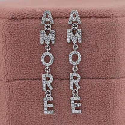 AMORE Initial Letter Round Diamond Dangle Earrings Earrings