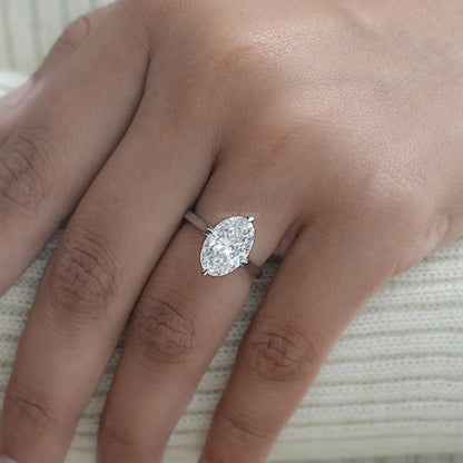 3 Carat Oval Hidden Halo Engagement Ring Ring