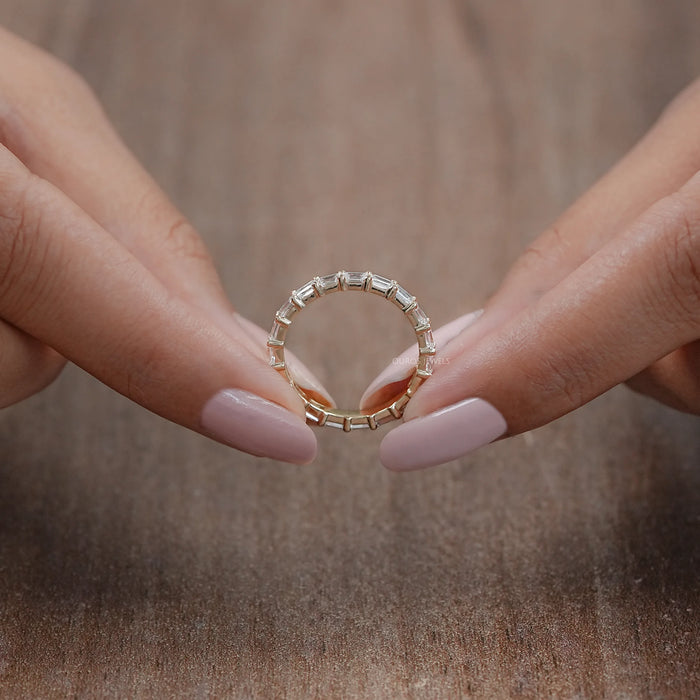 East West Emerald Lab Diamond Eternity Band Ring