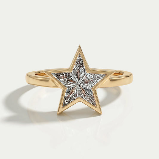 Pie Cut Bezel Setting Solitaire Engagement Ring