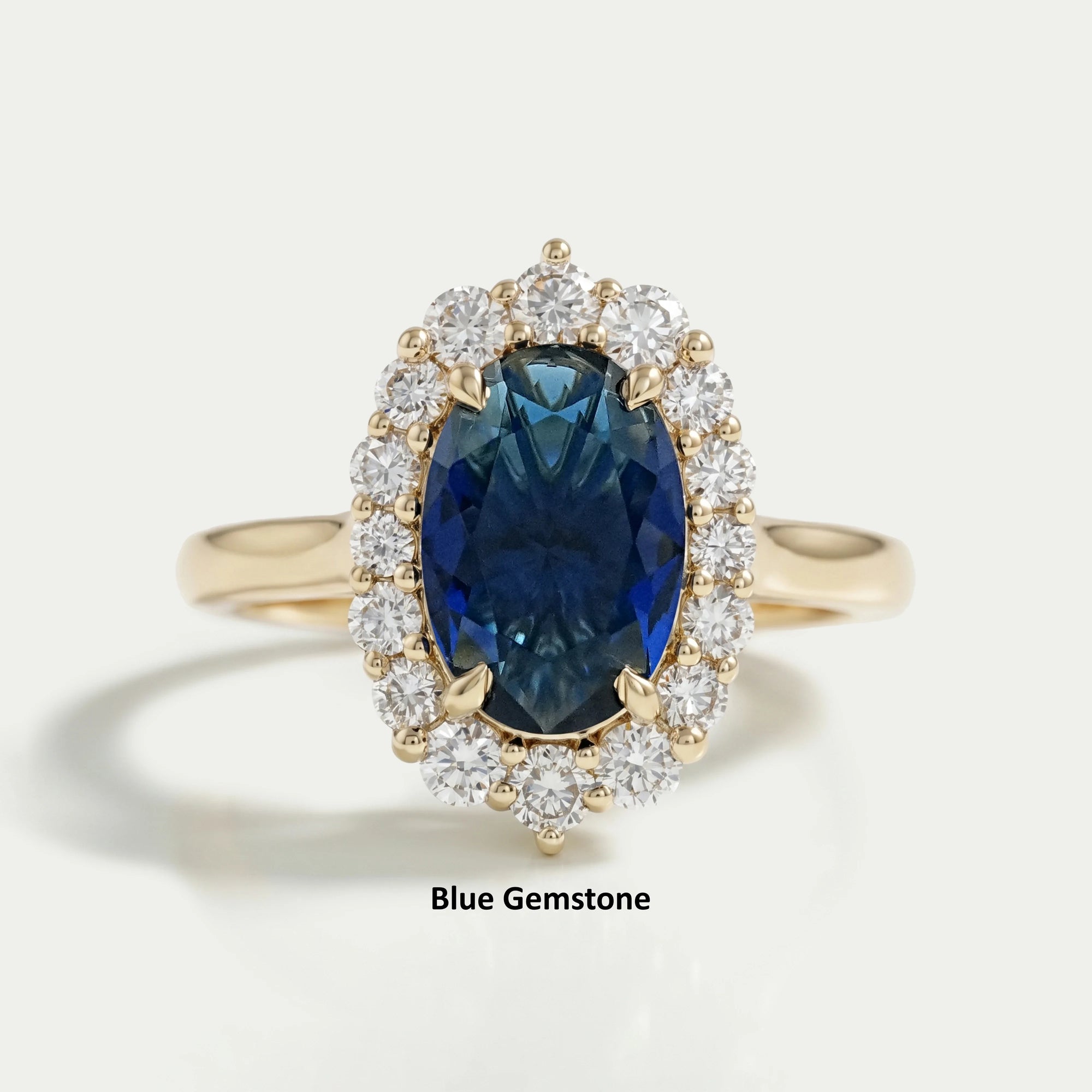 Oval Gemstone Halo Engagement Ring