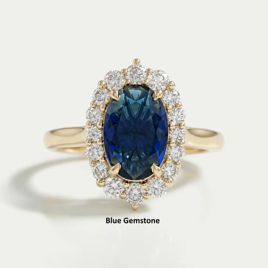 Oval Gemstone Halo Engagement Ring