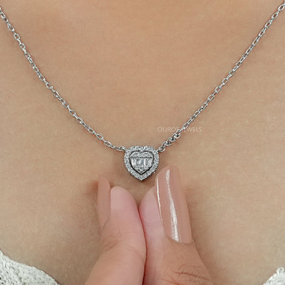 Heart Shape Cluster Lab Diamond Pendant Necklaces