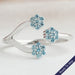 Blue Round Cut Lab Grown Diamond Open Cuff Dainty Ring