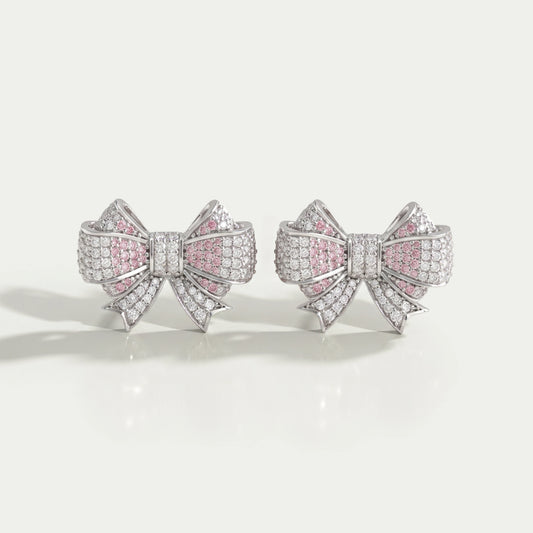 Pendientes de diamantes en forma de arco de corte redondo