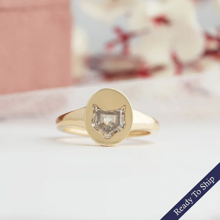 [Cat Face Lab Diamond Ring]-[Ouros Jewels]