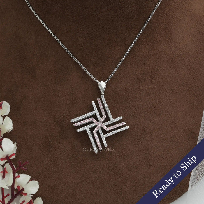[Round Diamond Intersecting Lines Pendant]-[Ouros Jewels]