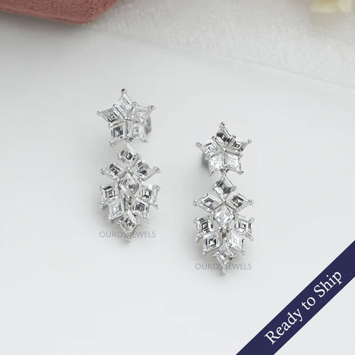 [Lozenge Cut Diamond Earrings for Women]-[Ouros Jewels]