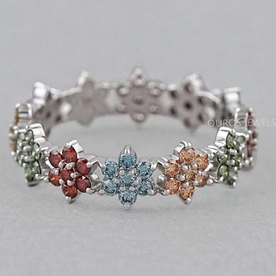 Round Colored Diamond Wedding Stackable Band Rings