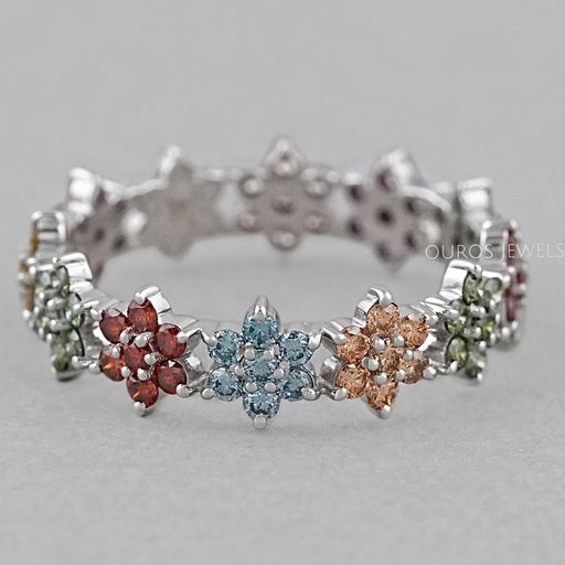 Round Colored Diamond Wedding Stackable Band Rings