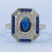 Blue Oval And Baguette Cut GemStone Engagement Ring