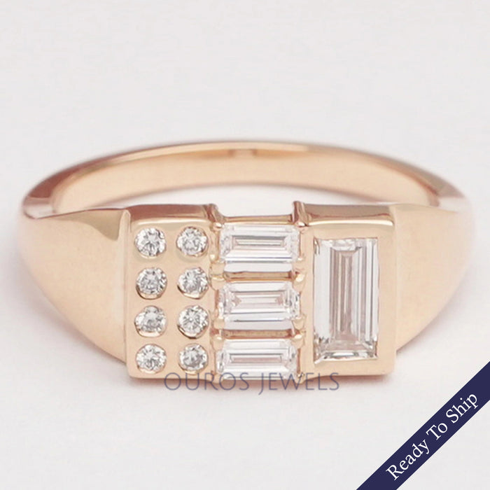 Baguette And Round Cut Lab Grown Diamond Wedding Ring