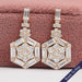 Hexagon Shape Baguette And Round Cut Screw Back Earrings