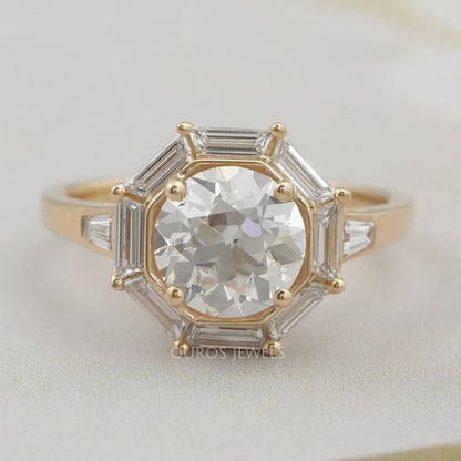 Old European Round Cut Halo Engagement Ring Ring