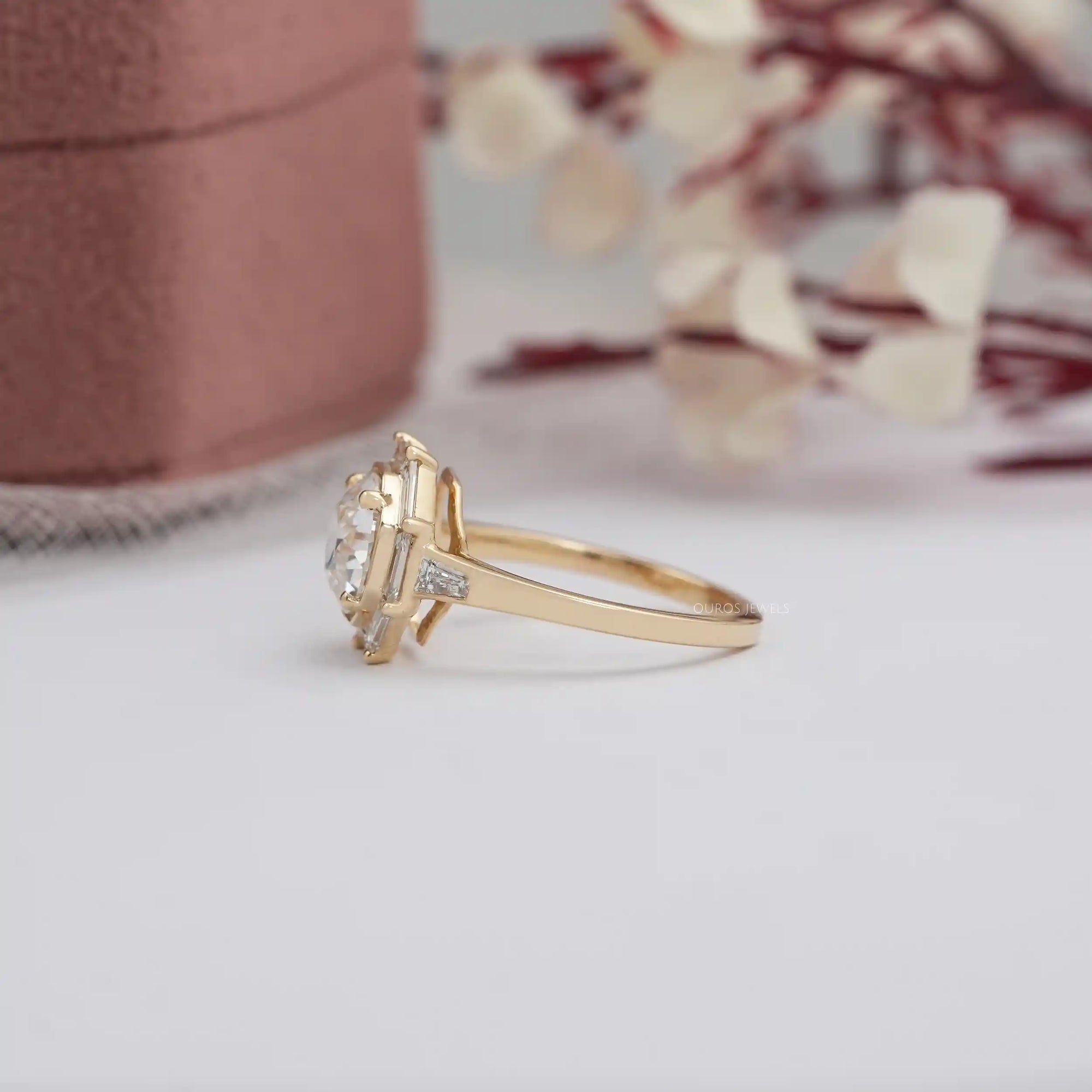 Old European Round Cut Lab Grown Diamond Halo Ring Ring