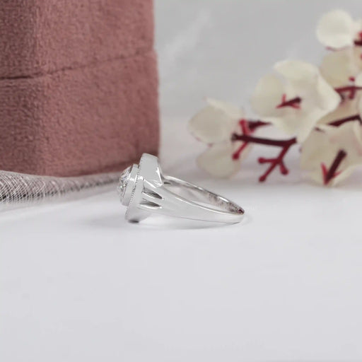 OEC Round Cut Lab Diamond Halo Engagement Ring Ring