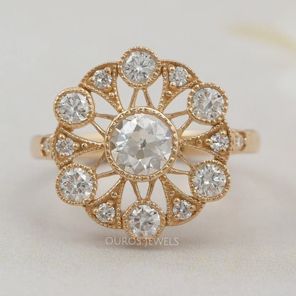 Vintage Old Cut Round Flower Style Ring Ring