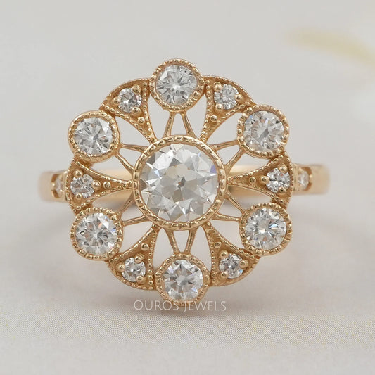 Vintage Old Cut Round Flower Style Ring Ring
