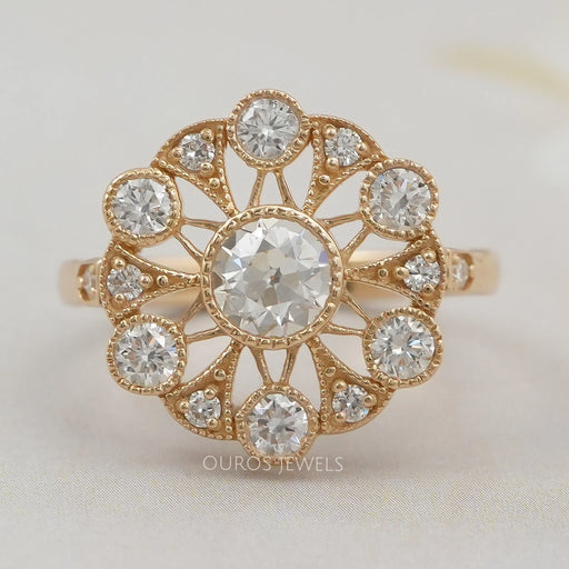Vintage Old Cut Round Flower Style Ring Ring