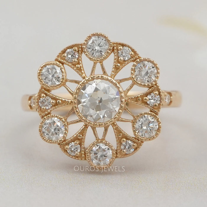 Vintage Old Cut Round Flower Style Ring Ring