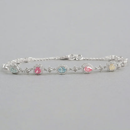 Color Diamond Halo Link Bracelet Bracelet