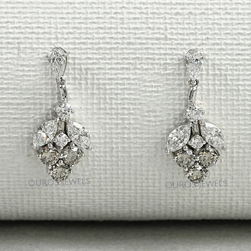 Olive Round Shape Cluster Diamond Earrings Earrings