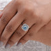 Blue Cushion Cut Lab Diamond Double Halo Ring Ring