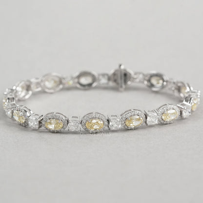 Yellow Oval Cut Halo Lab Grown Diamond Bracelet Bracelet