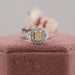 Yellow Radiant Cut Lab Diamond Halo Accent Ring Ring