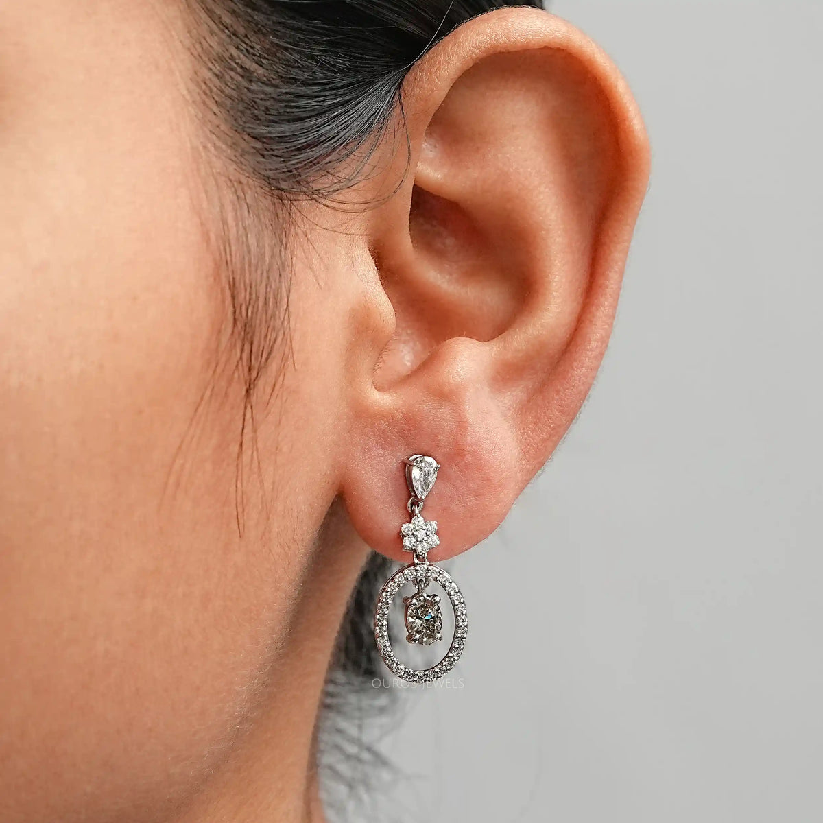 Olive Oval Lab Diamond Drop Earrings Earrings