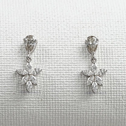 Floral Marquise Shape Drop Earrings Earrings