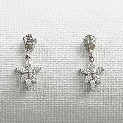 Floral Marquise Shape Drop Earrings Earrings