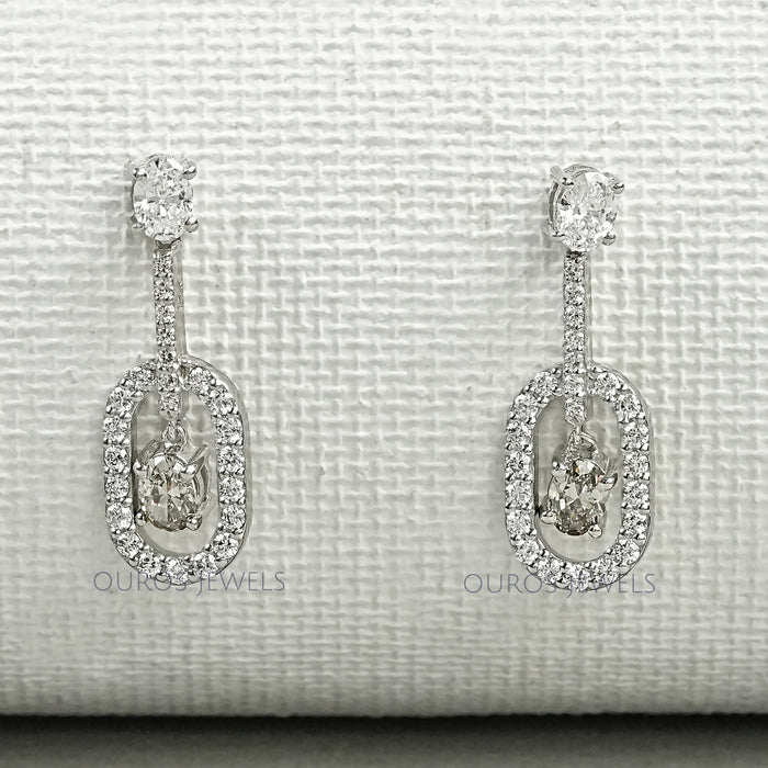 Elegant Oval Drop Earrings With Olive Oval-Cut Diamonds Earrings