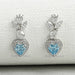 Blue Heart Halo Diamond Dangle Earrings Earrings