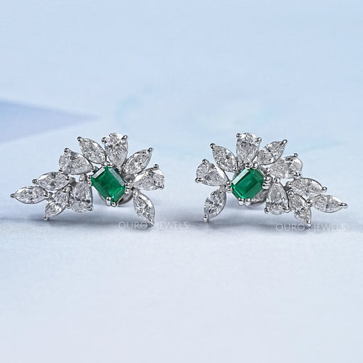 Marquise & Pear Cluster Diamond Gemstone Earrings Earring