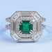 Asscher Shape Lab Gemstone Halo Anniversary Ring Ring