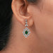 Green Emerald And Princess Diamond Halo Earrings Earrings