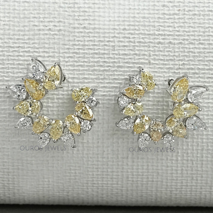 Yellow Pear Diamond Open Hoop Earrings Earring