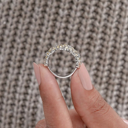 Yellow Pear Shape Floral Style Half Eternity Diamond Band Ring