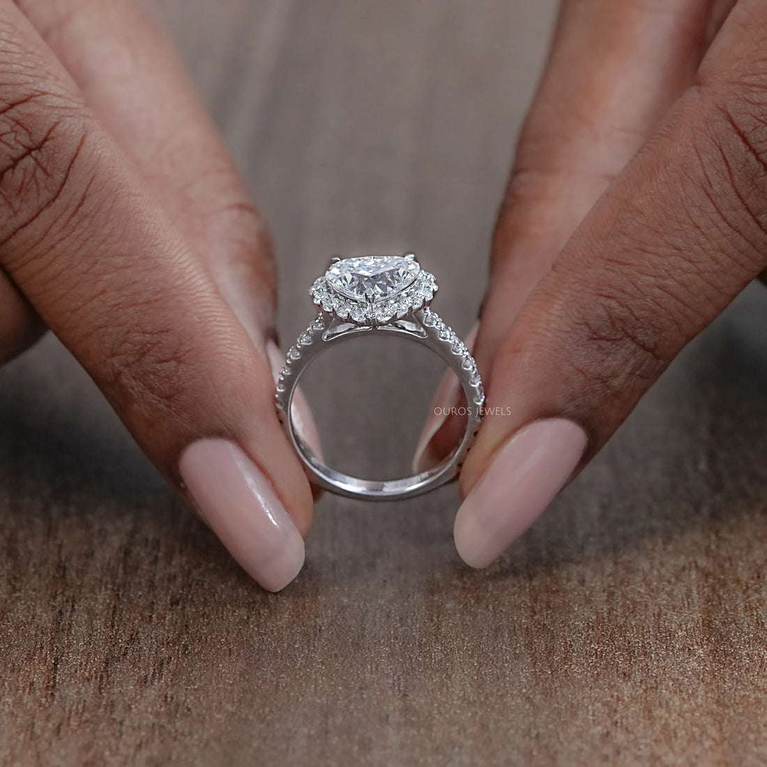 Heart Lab Diamond Halo Engagement Ring Ring