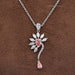 Pink Pear Flower Shape Diamond Pendant Necklaces