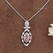 Pink Marquise Shape Double Halo Pendant Necklaces
