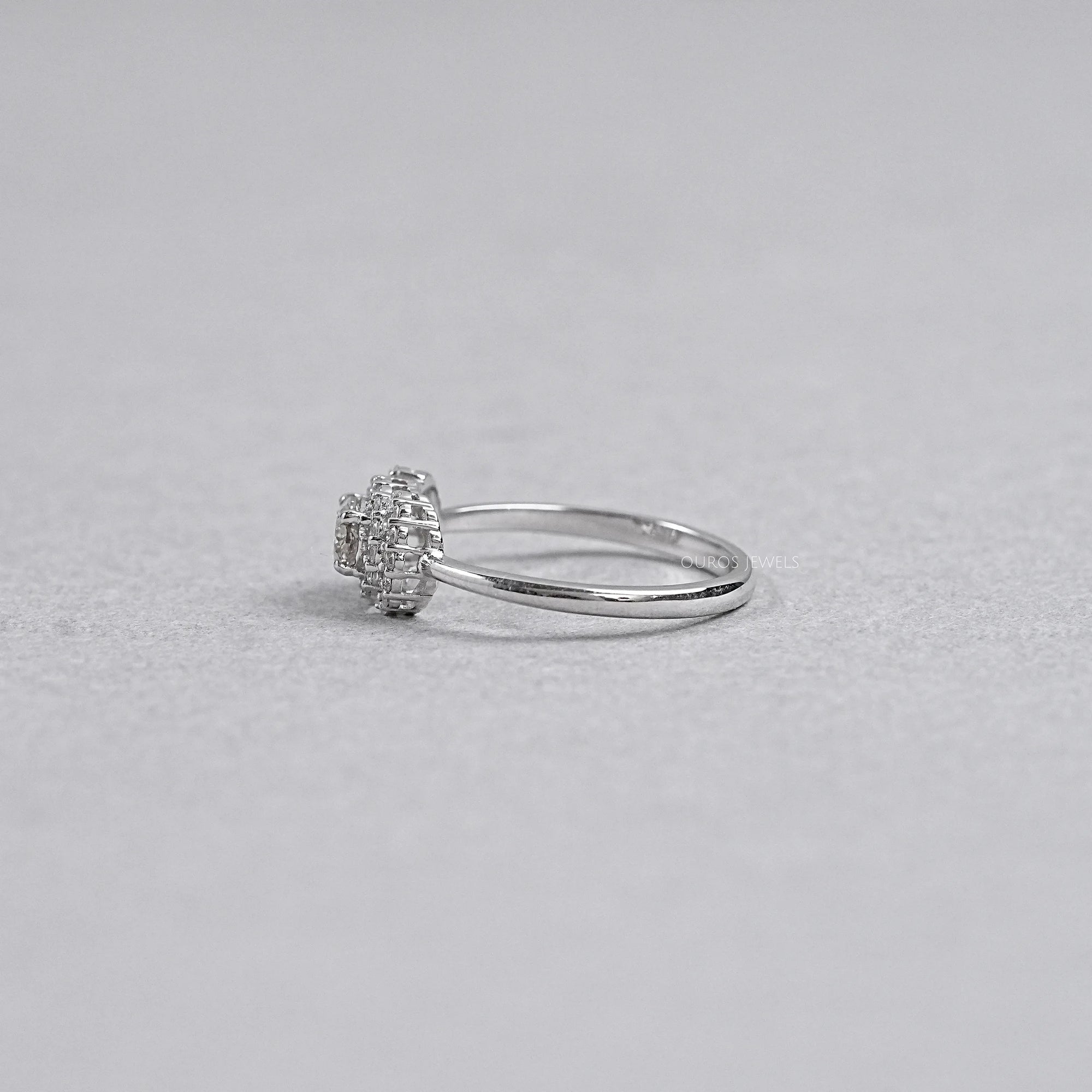 Oval Shape Olive Diamond Halo Ring Ring